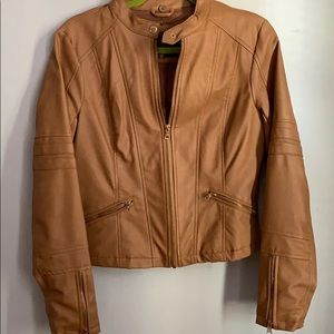 brown faux leather jacket